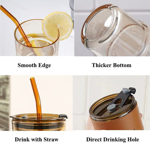 Glass tumbler with straw